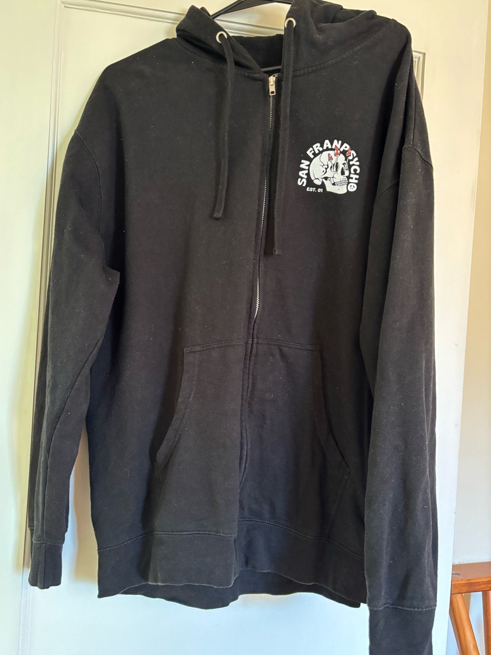 San Franpsycho Black Zip-Up Hoodie